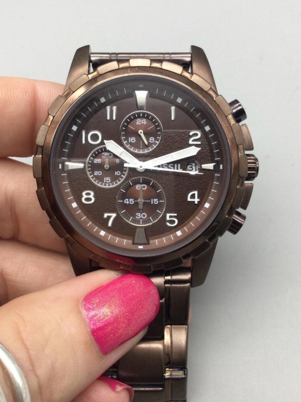 Fossil Dean FS4645 Men’s 45mm chronograph date new battery 7” - Picture 8 of 12
